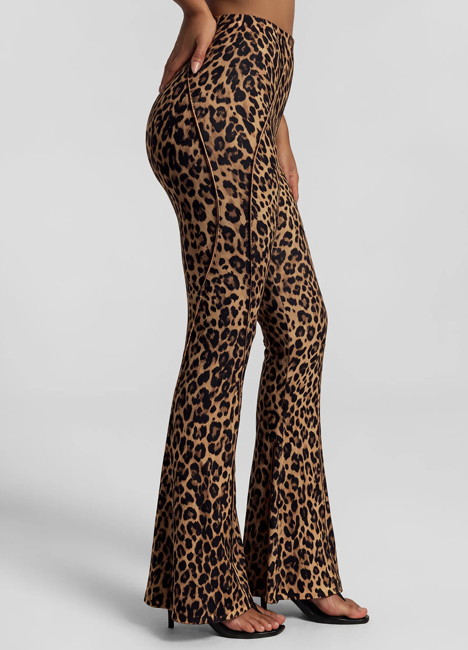 Golden Leopard Longline Flare Leggings