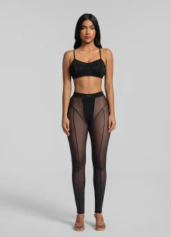 Halbtransparente High-Waist-Leggings