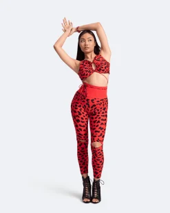Hochgeschnittene Leggings mit Knieschlitzen