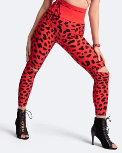 Hochgeschnittene Leggings mit Knieschlitzen