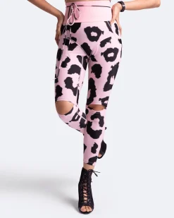 Hochgeschnittene Leggings mit Knieschlitzen