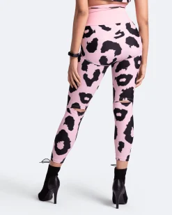 Hochgeschnittene Leggings mit Knieschlitzen