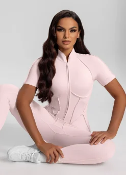 Kurzärmeliger Catsuit mit geschlossenem Rücken