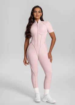 Kurzärmeliger Catsuit mit geschlossenem Rücken