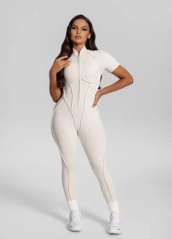 Kurzärmeliger Catsuit mit geschlossenem Rücken