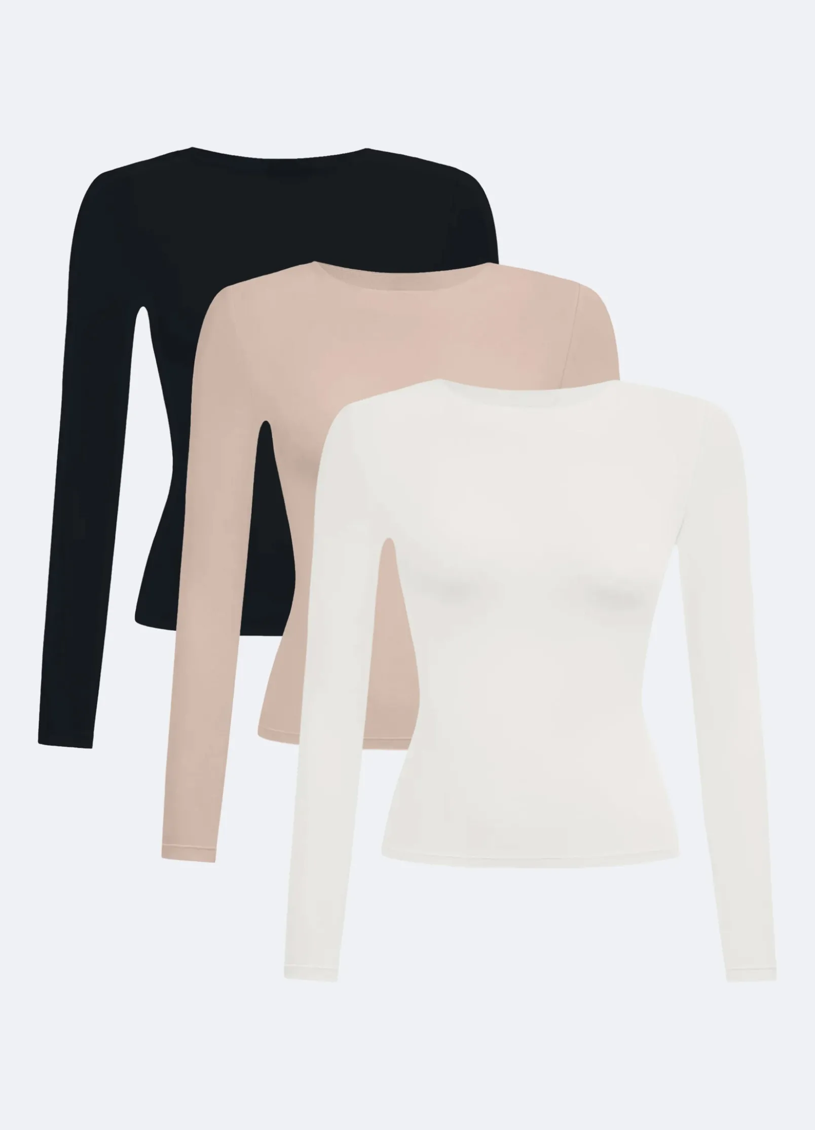 Langarmshirt mit Rundhalsausschnitt – 3er-Pack