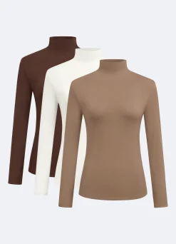Langarmshirt mit Stehkragen – 3er-Pack
