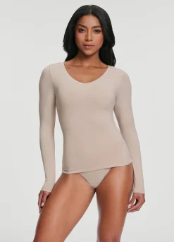 Langarmshirt mit V-Ausschnitt