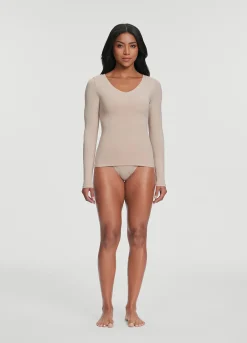 Langarmshirt mit V-Ausschnitt