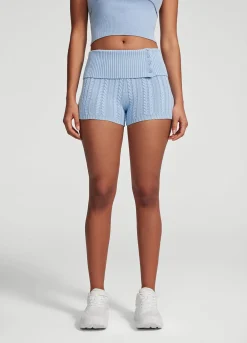 Micro-Shorts aus Zopfstrick