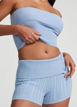 Micro-Shorts aus Zopfstrick