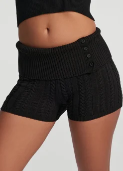 Micro-Shorts aus Zopfstrick