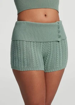 Micro-Shorts aus Zopfstrick