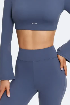 Rückenfreies Crop-Top mit vollen Ärmeln