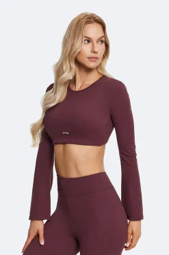 Rückenfreies Crop-Top mit vollen Ärmeln