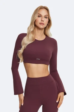Rückenfreies Crop-Top mit vollen Ärmeln