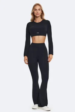 Rückenfreies Crop-Top mit vollen Ärmeln