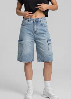 Relaxed Cargo Denim Shorts