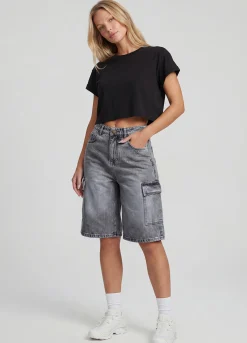 Relaxed Cargo Denim Shorts