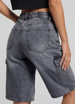 Relaxed Cargo Denim Shorts