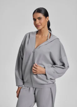 Relaxed Oversized Full Zipper Kangaroo Pockets Soft Hoodie