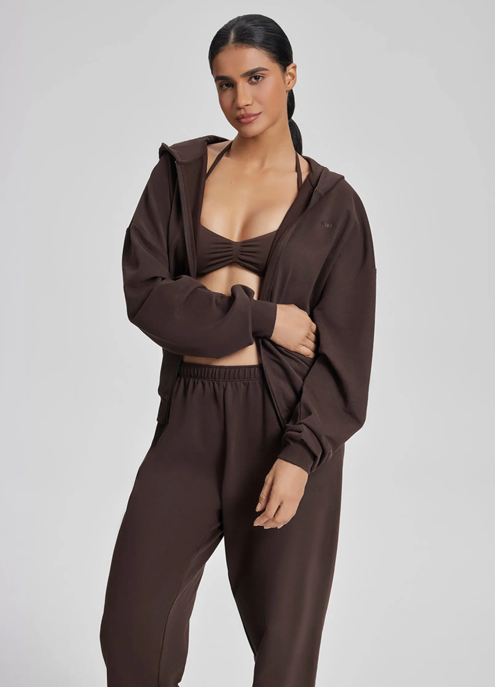 Relaxed Oversized Full Zipper Kangaroo Pockets Soft Hoodie