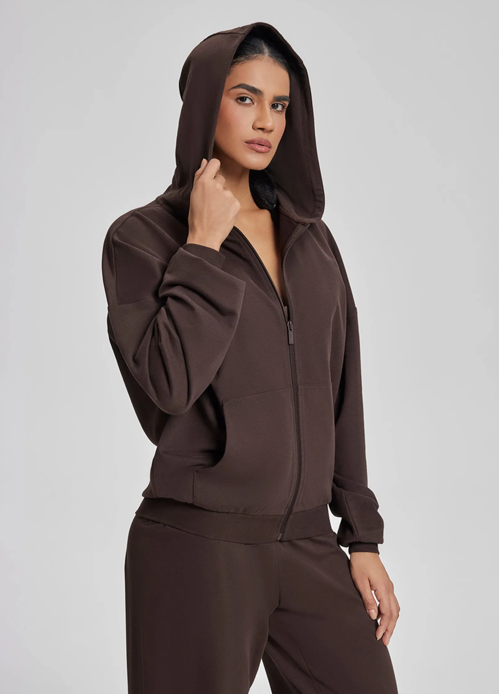 Relaxed Oversized Full Zipper Kangaroo Pockets Soft Hoodie