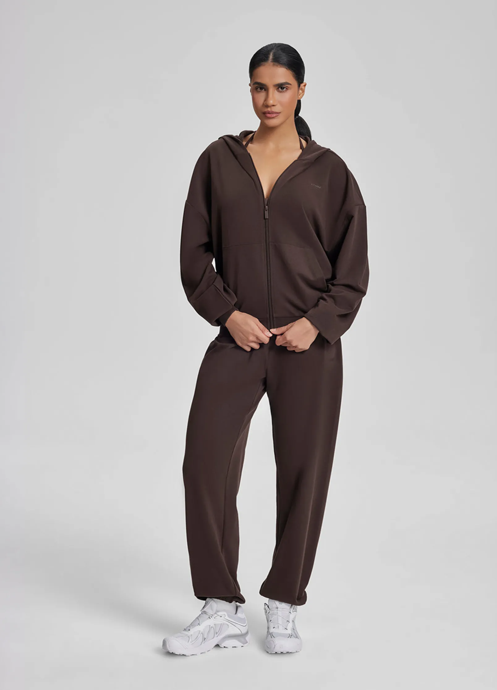 Relaxed Oversized Full Zipper Kangaroo Pockets Soft Hoodie