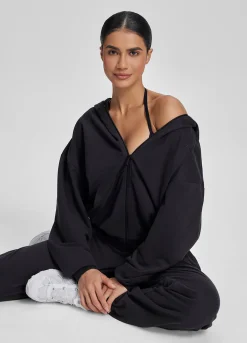 Relaxed Oversized Full Zipper Kangaroo Pockets Soft Hoodie