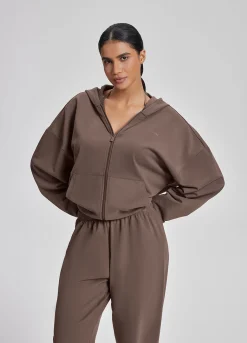 Relaxed Oversized Full Zipper Kangaroo Pockets Soft Hoodie