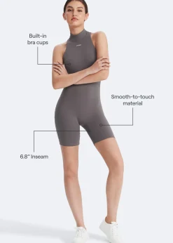 Ärmelloser Bodysuit mit hohem Halsausschnitt