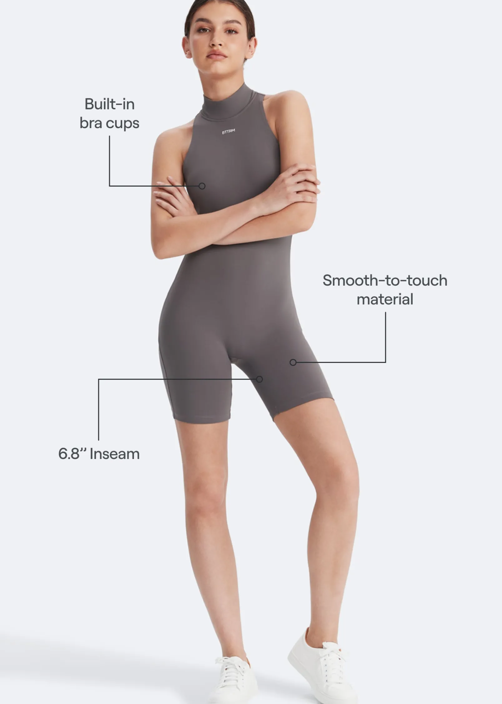 Ärmelloser Bodysuit mit hohem Halsausschnitt