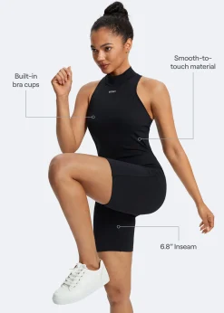 Ärmelloser Bodysuit mit hohem Halsausschnitt