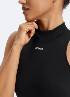 Ärmelloser Bodysuit mit hohem Halsausschnitt