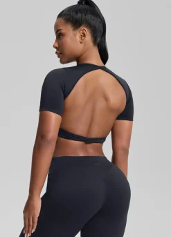 SculptMe Crew Neckline Backless Removable Bra Cups Seamless Crop Top