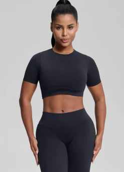 SculptMe Crew Neckline Backless Removable Bra Cups Seamless Crop Top