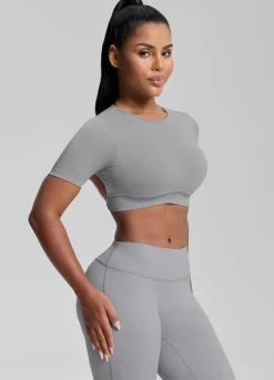 SculptMe Crew Neckline Backless Removable Bra Cups Seamless Crop Top