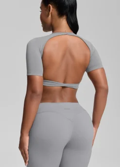 SculptMe Crew Neckline Backless Removable Bra Cups Seamless Crop Top