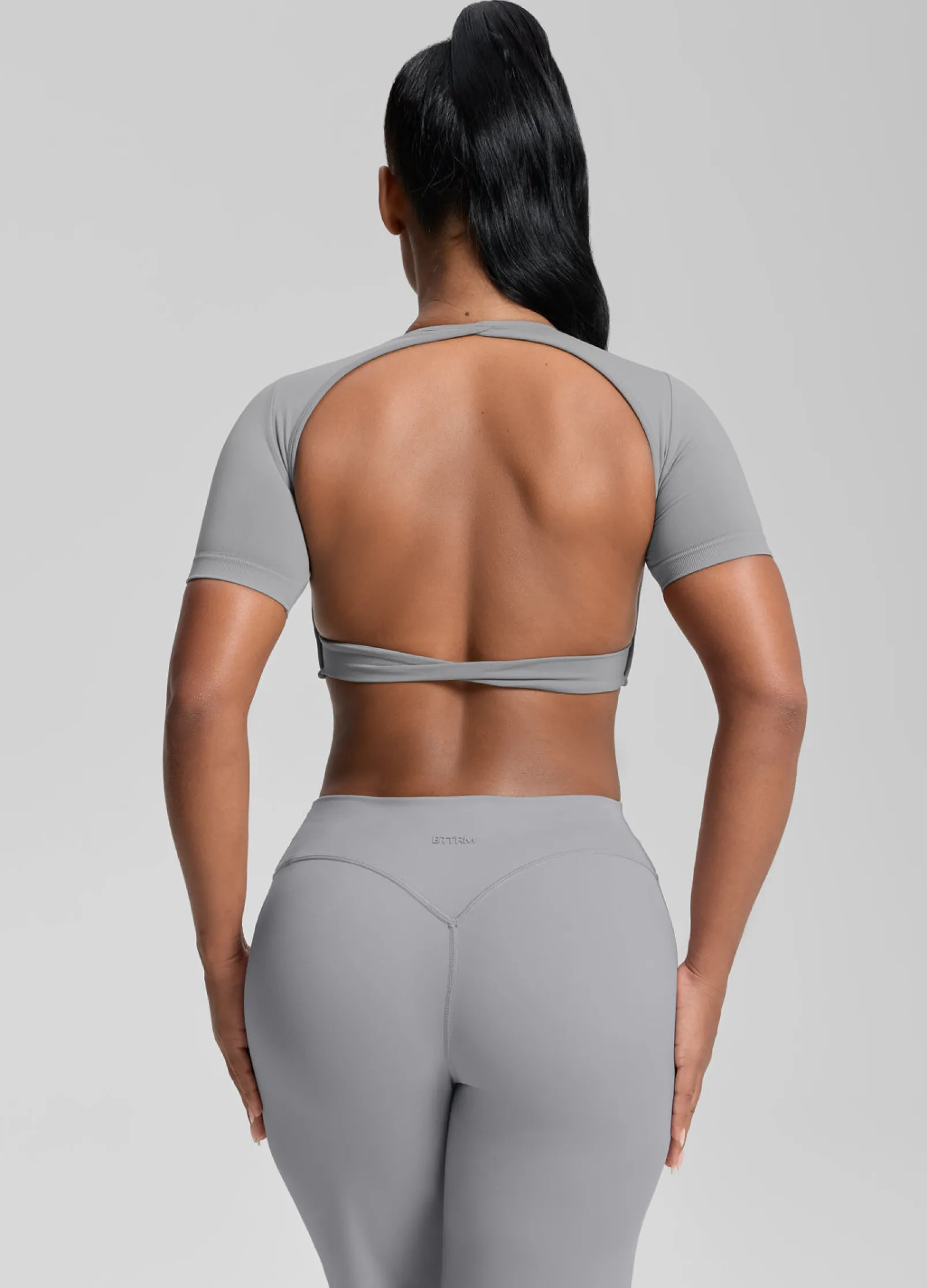 SculptMe Crew Neckline Backless Removable Bra Cups Seamless Crop Top