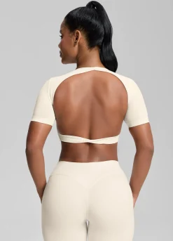 SculptMe Crew Neckline Backless Removable Bra Cups Seamless Crop Top