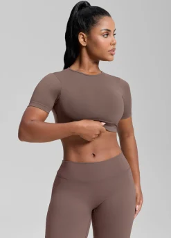 SculptMe Crew Neckline Backless Removable Bra Cups Seamless Crop Top