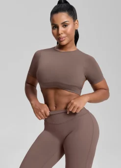 SculptMe Crew Neckline Backless Removable Bra Cups Seamless Crop Top