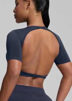 SculptMe Crew Neckline Backless Removable Bra Cups Seamless Crop Top