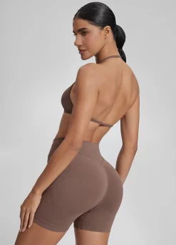 SculptMe Halterneck Backless Strappy Functional Twill Knit Bra