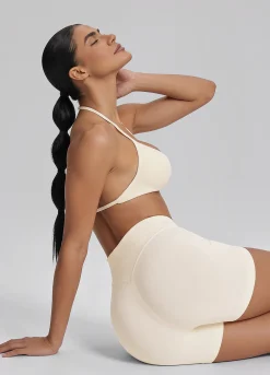SculptMe Halterneck Backless Strappy Functional Twill Knit Bra