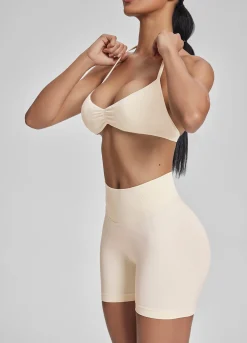 SculptMe Halterneck Backless Strappy Functional Twill Knit Bra