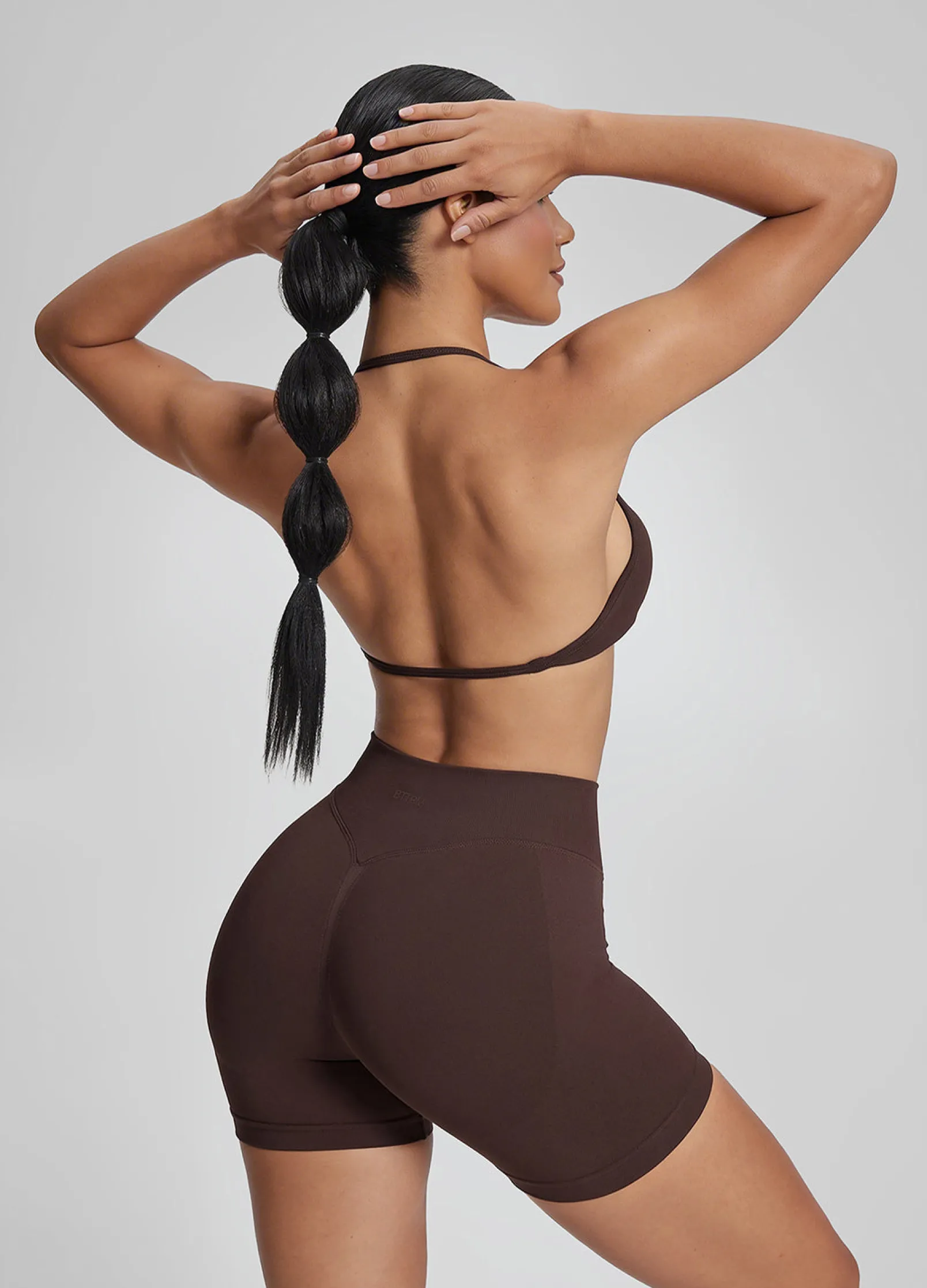 SculptMe Halterneck Backless Strappy Functional Twill Knit Bra