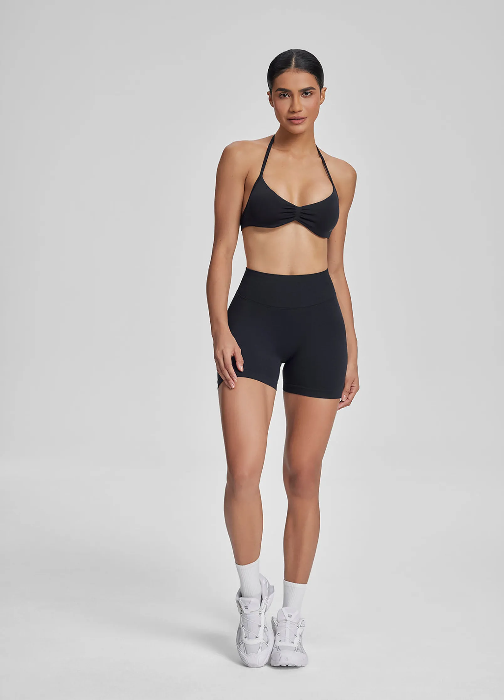 SculptMe Halterneck Backless Strappy Functional Twill Knit Bra