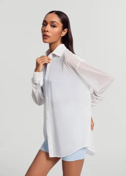 Sheer Button-Up Shirt