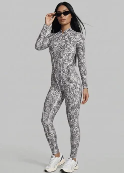 Silver Snake Closed-Back Catsuit